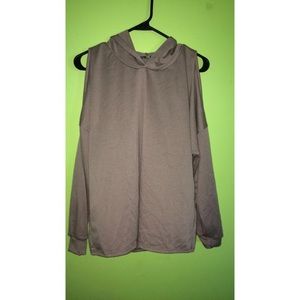 Cold shoulder taupe light weight sweater
